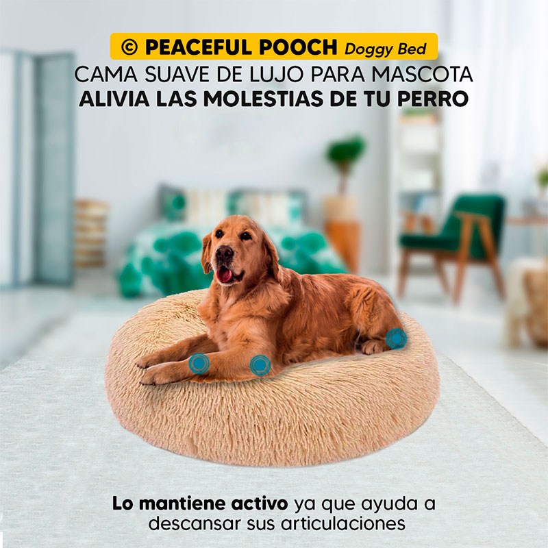 Cama mascotas para perro o gato antideslizante PEACEFULL POOCH Mediana Tv Ofertas única con cierre, para un fácil retiro de funda y lavado, adaptable a todo tipo de clima 