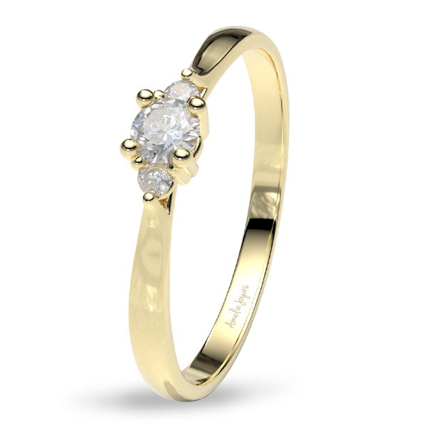Anillo de Compromiso con 13 puntos Diamante Natural Certificado Oro 14K Amelie Joyas