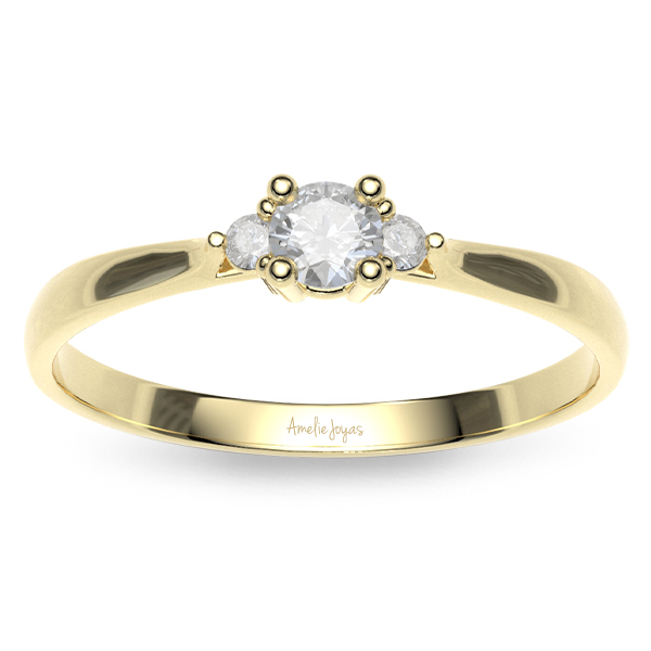 Anillo de Compromiso con 13 puntos Diamante Natural Certificado Oro 14K Amelie Joyas