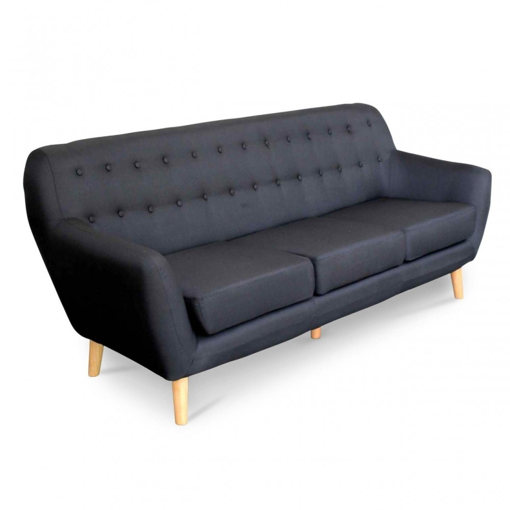 Arthur - Sofá 3 personas estilo moderno en tela color gris oscuro