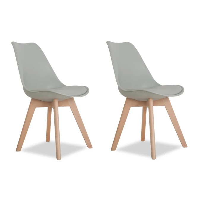 2 Sillas eames Cross Wood con cojin en asiento y patas madera