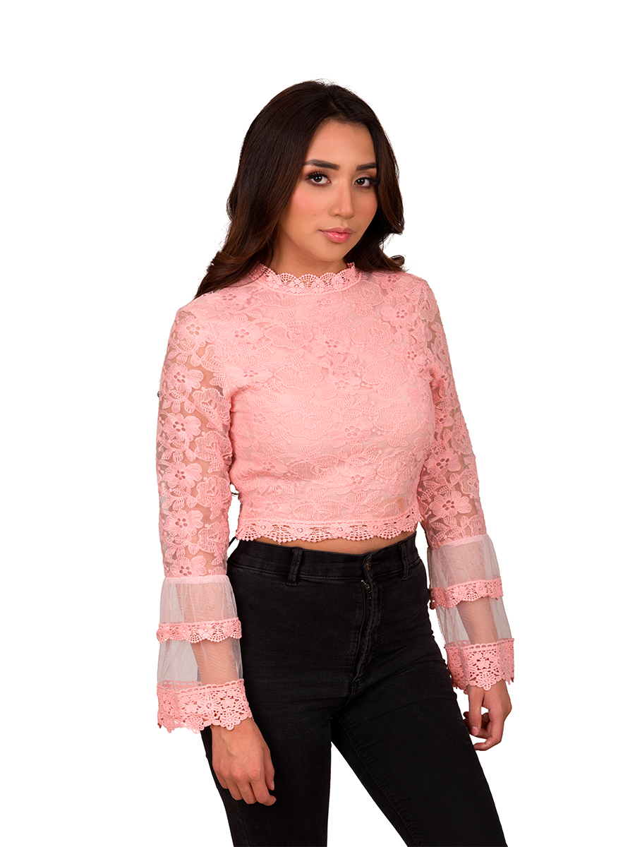Blusa Dama Manga Larga Moda Encaje Cierre Al Costado V-jh8886