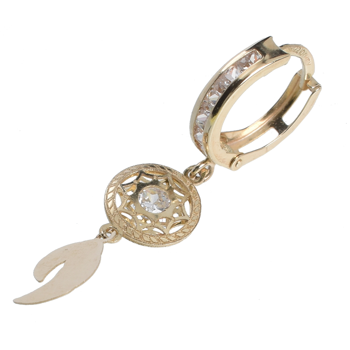 Aretes Atrapasueños oro 14K con zirconias Doble O