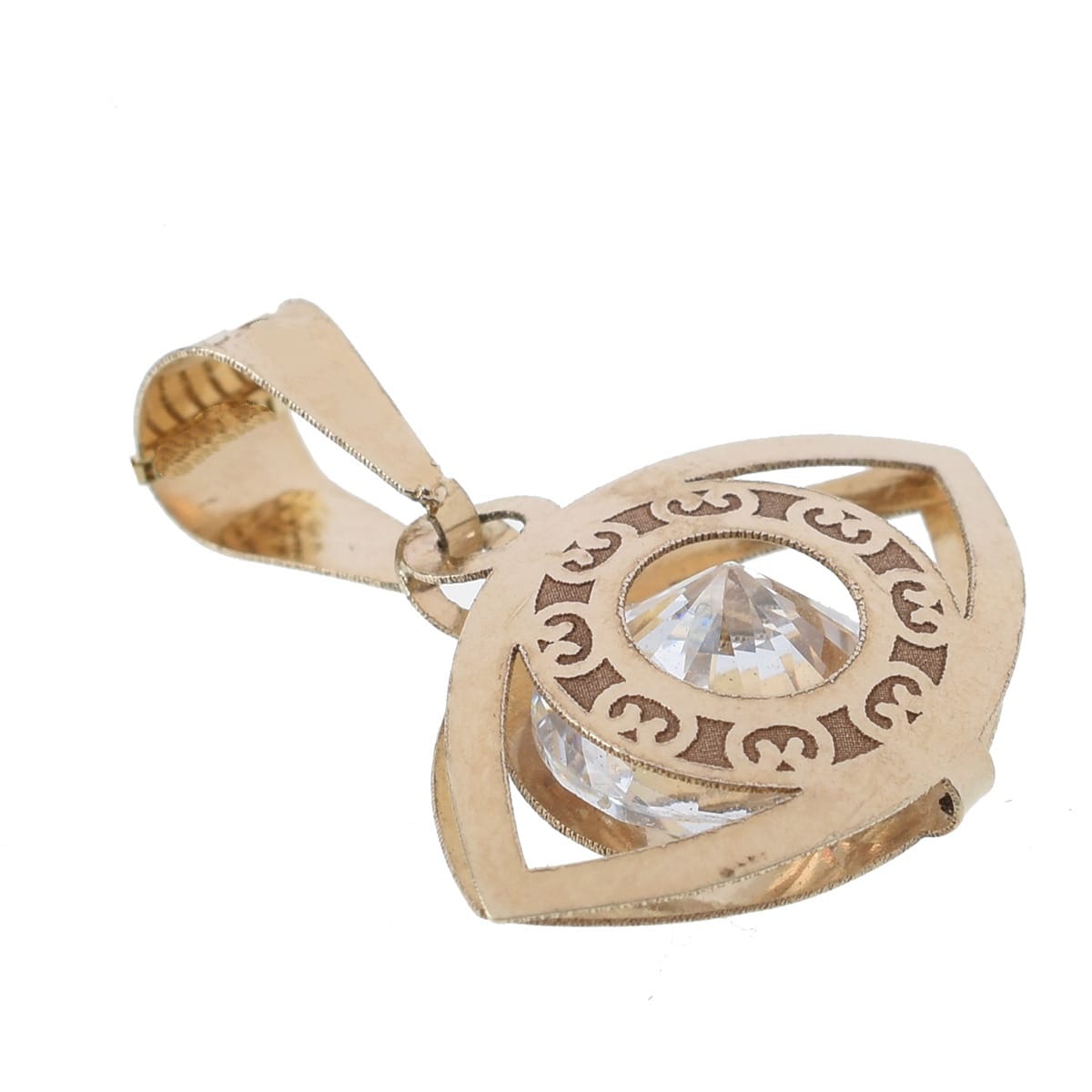 Dije Ojo Turco oro 14K con zirconias Doble O