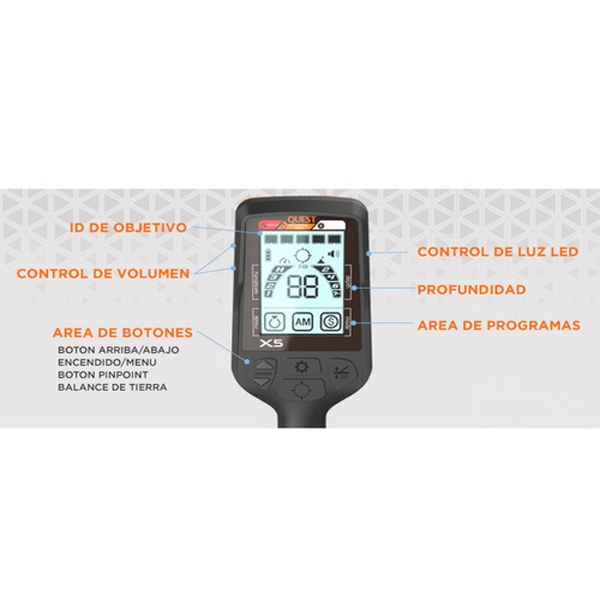 Detector De Metales Profundidad Profesional Caza Tesoros X5