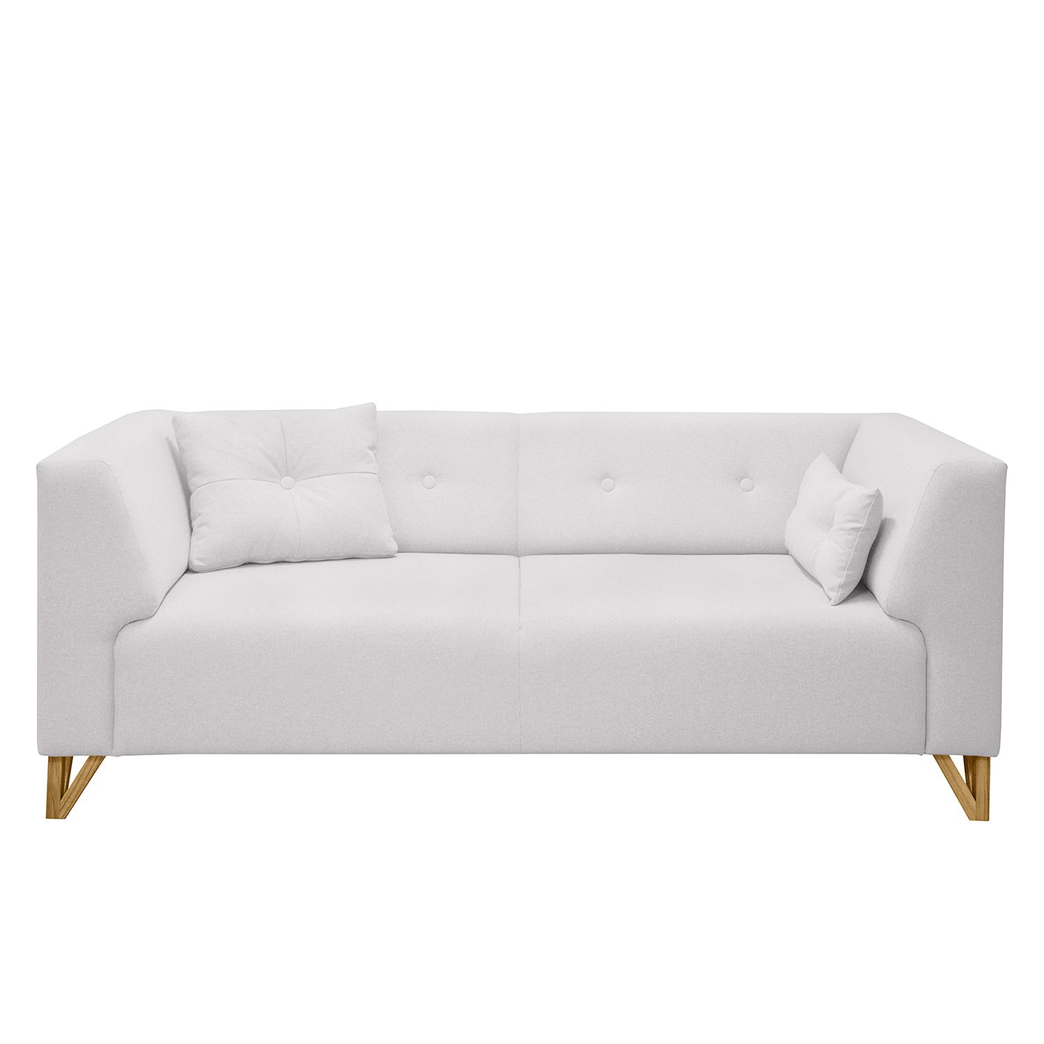 Avui - Sofá estilo moderno con tela blanca y 2 cojines