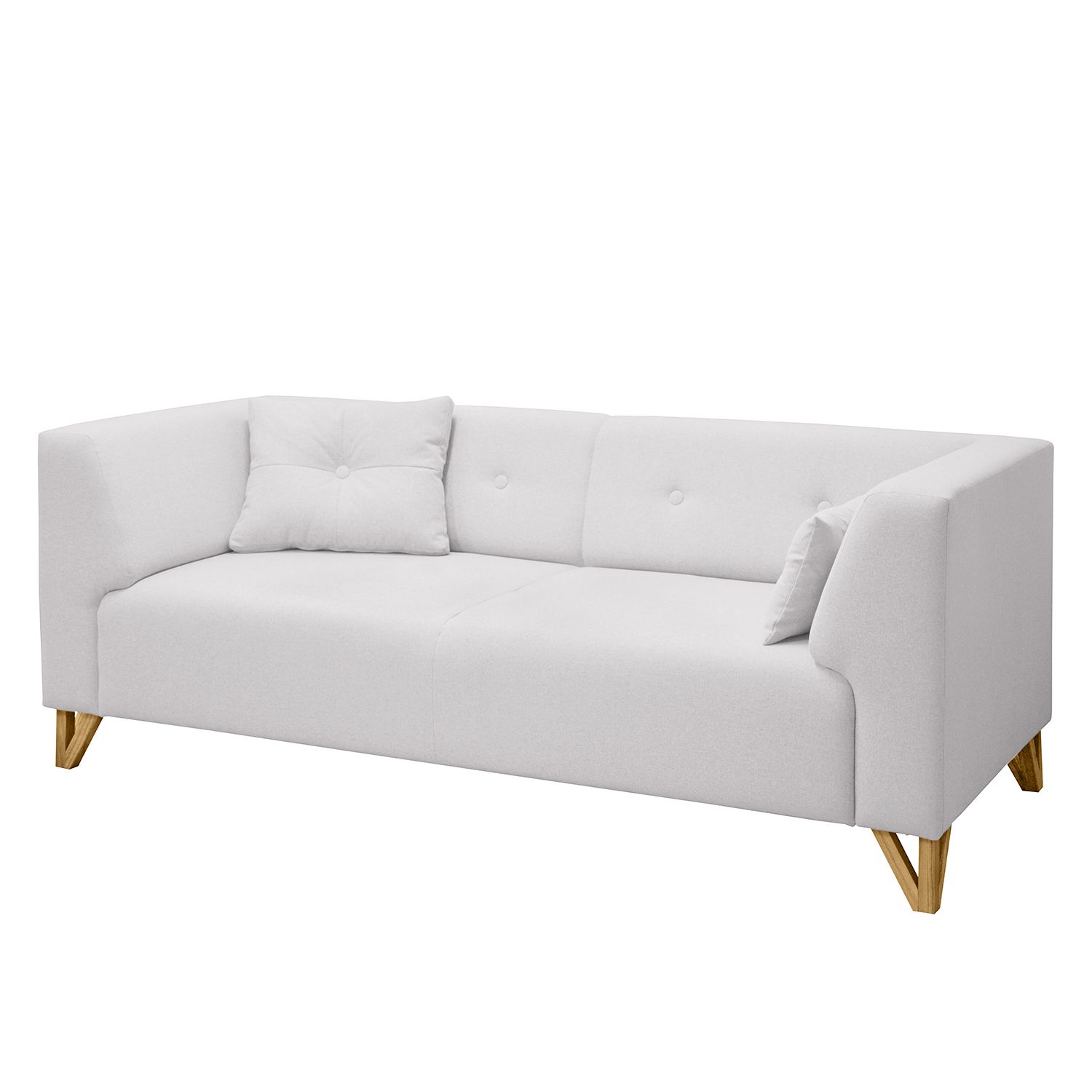 Avui - Sofá estilo moderno con tela blanca y 2 cojines