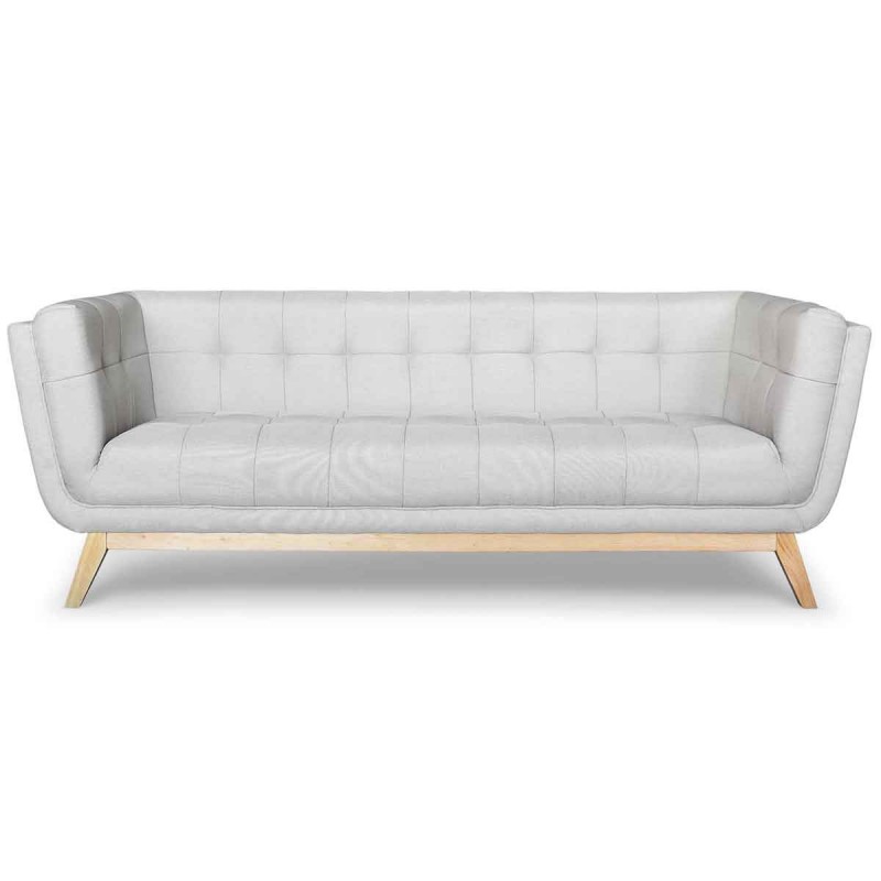 Dakota - Sofá estilo moderno en tela color gris claro