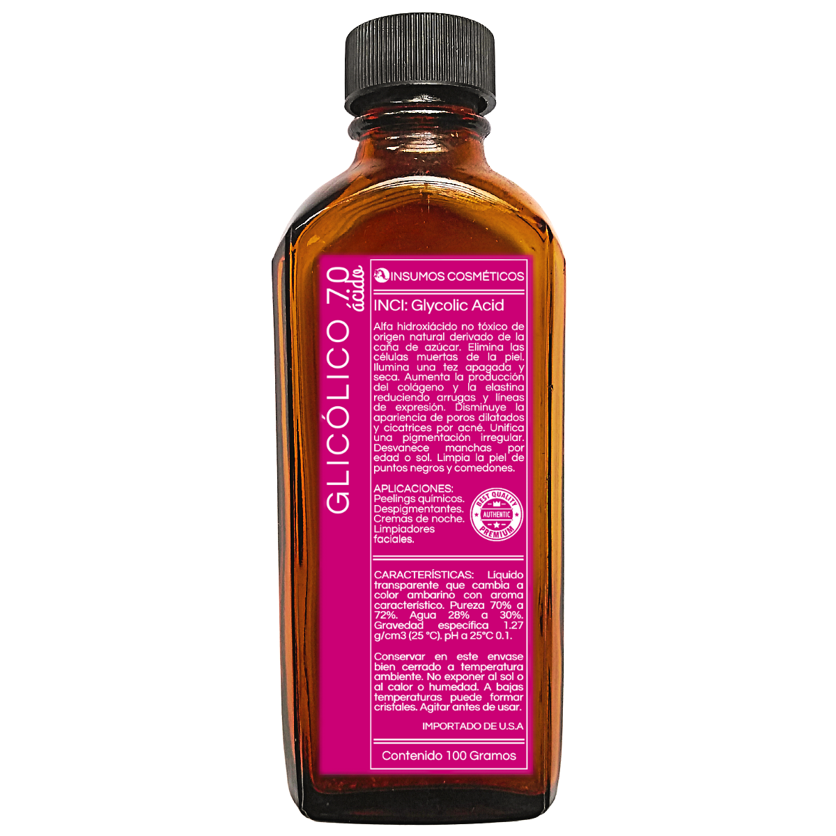 Ácido Glicólico Cosmético 70% Peeling Acné Arrugas Manchas Despigmentante