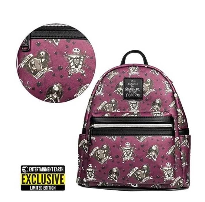 Jack & Sally Loungefly Love is Eternal Bolso Mochila Mini Back Pack  Jack Skellington Bolsa El Extraño Mundo de Jack Nightmare Before Christmas 