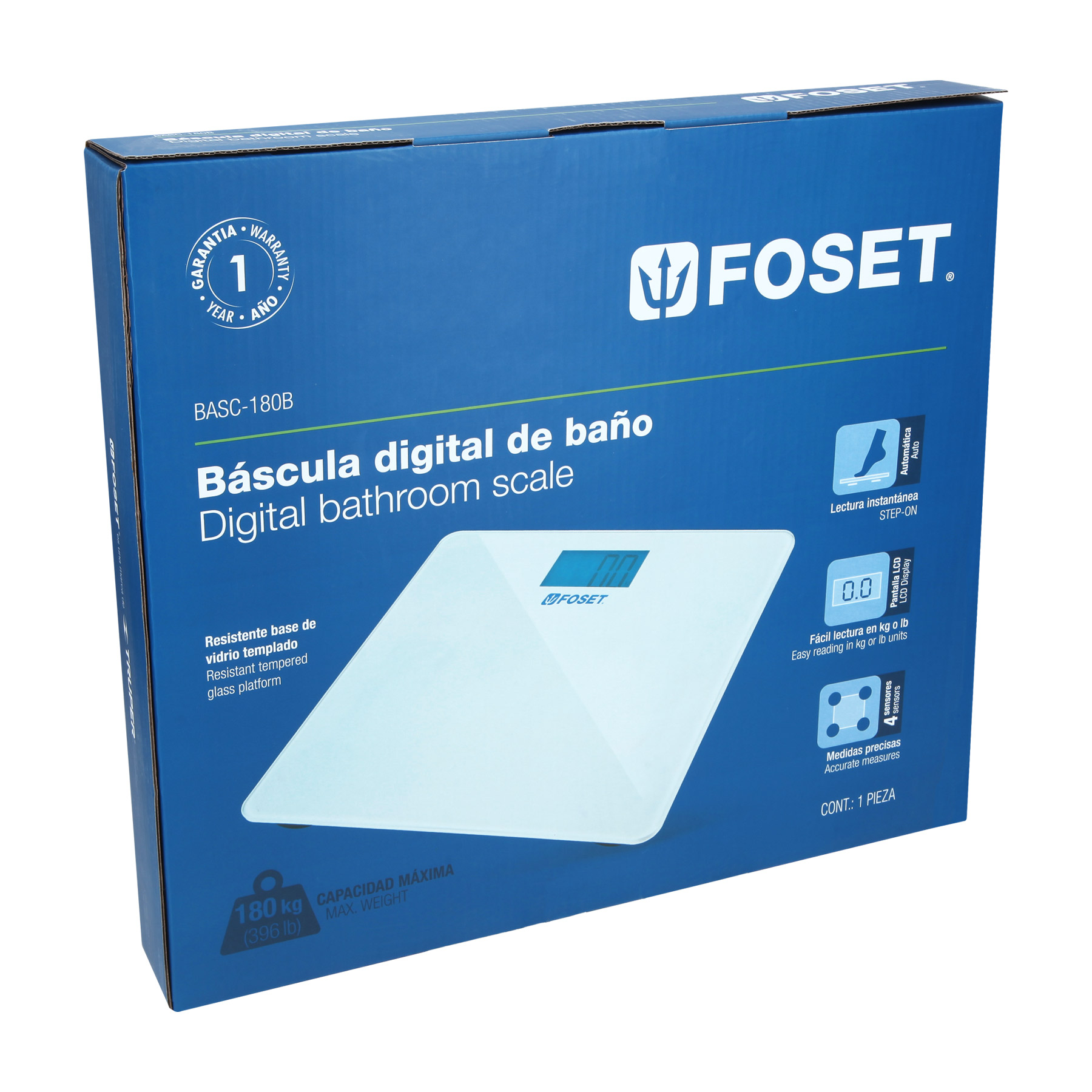 Báscula Digital, Portátil Hasta 180 kg Para Baño, Control De Peso