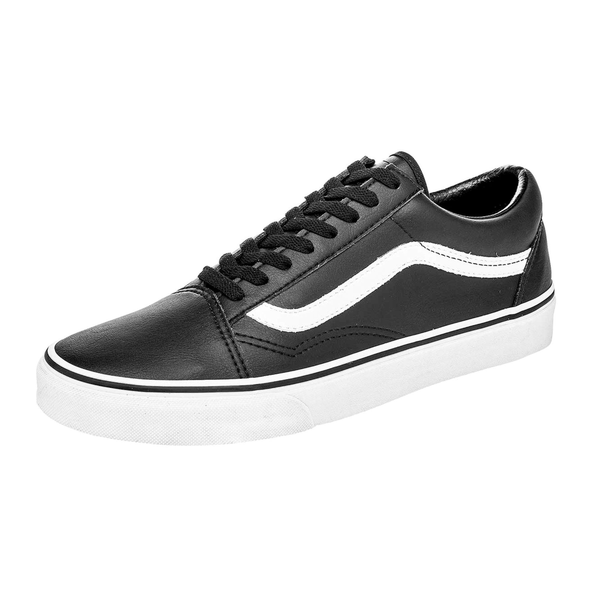 Tenis Vans Old Skool Piel Negro Blanco Dama Originales 0A38G1NQR