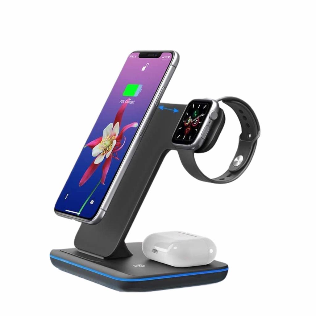 Estación de Carga Inalámbrica  Qi 3 en 1 para Iphone , Apple Watch y Airpods Cargador inalambrico 3 en 1 