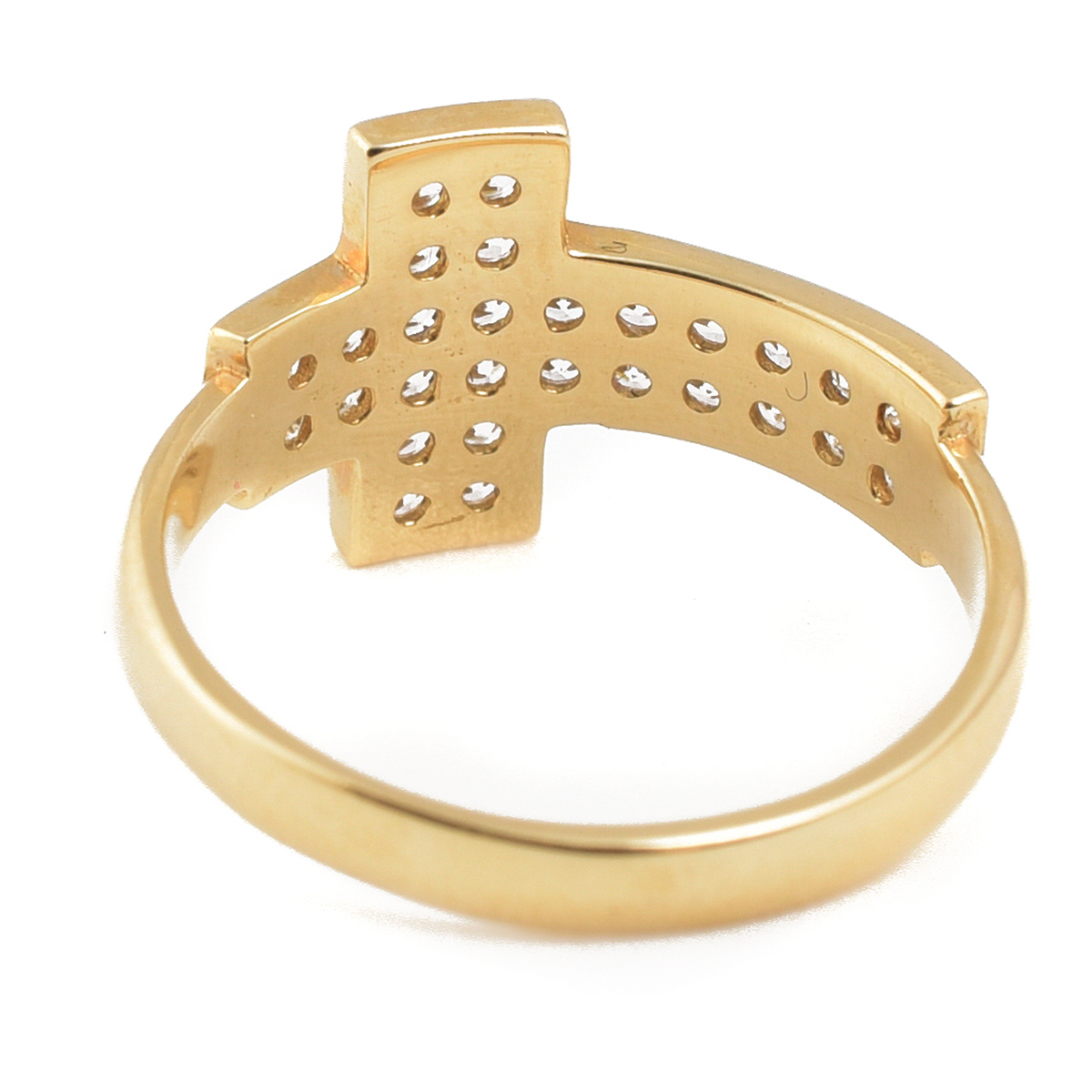 Anillo Cruz Oro 14K con zirconias Doble O