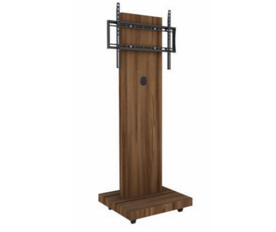 Soporte para TV de 32 hasta 55 pulgadas en pedestal con ruedas Nogal