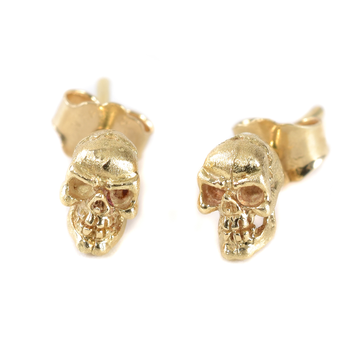 Aretes Calavera Mini Oro 14K Doble O