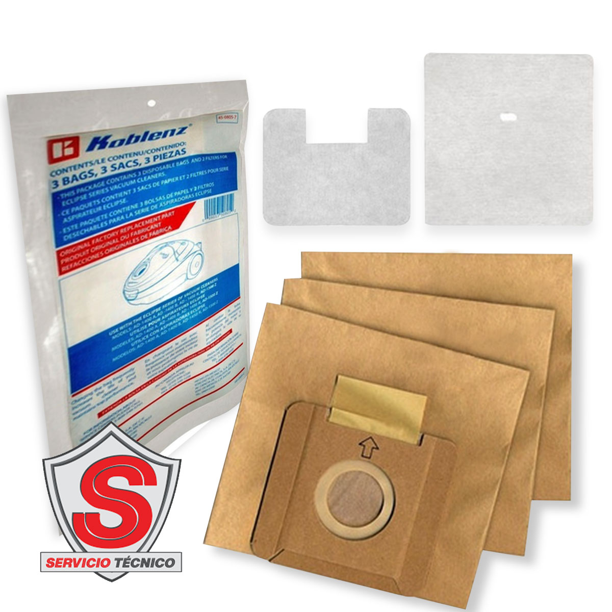 Bolsa Desechable 45-0805-7 Aspiradora Eclipse Koblenz 3 Pzs