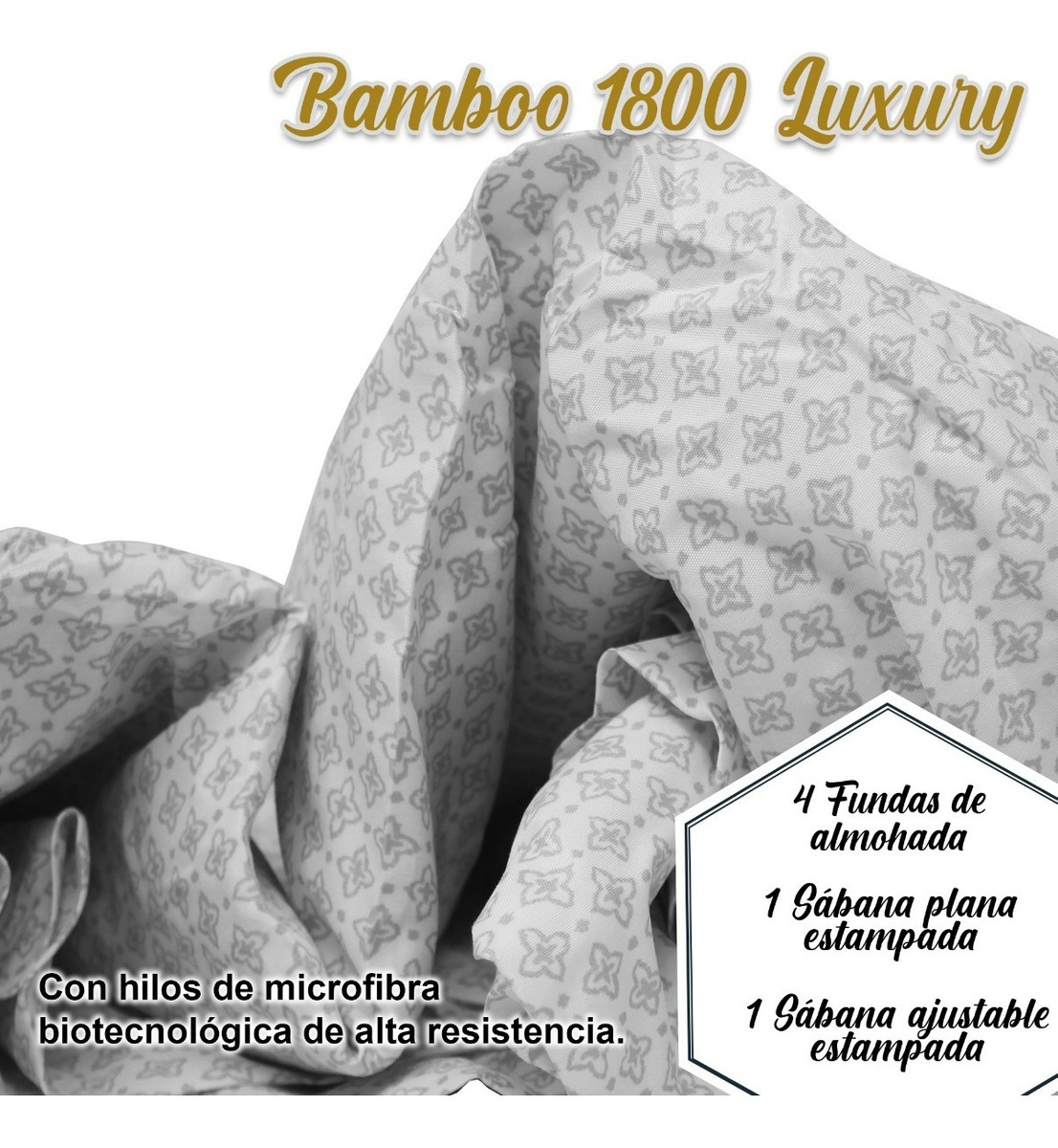 Juego Sábanas King Size 1800 6 Piezas Microfibra Bambu Suavidad