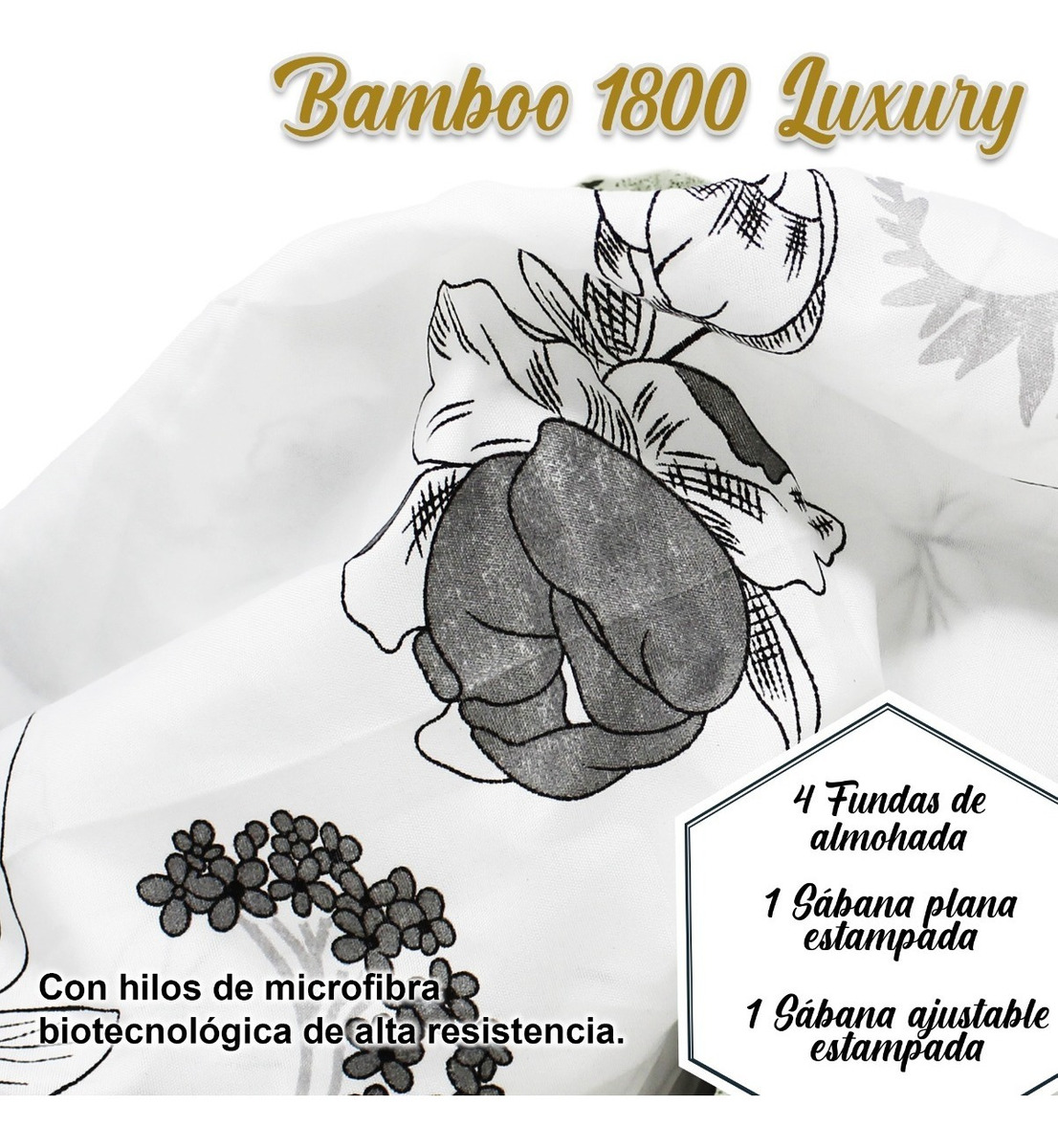 Juego Sábanas King Size 1800 6 Piezas Microfibra Bambu Suavidad