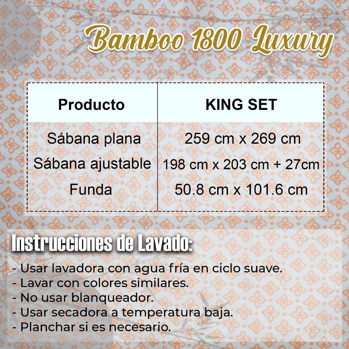Juego Sábanas King Size 1800 6 Piezas Microfibra Bambu Suavidad