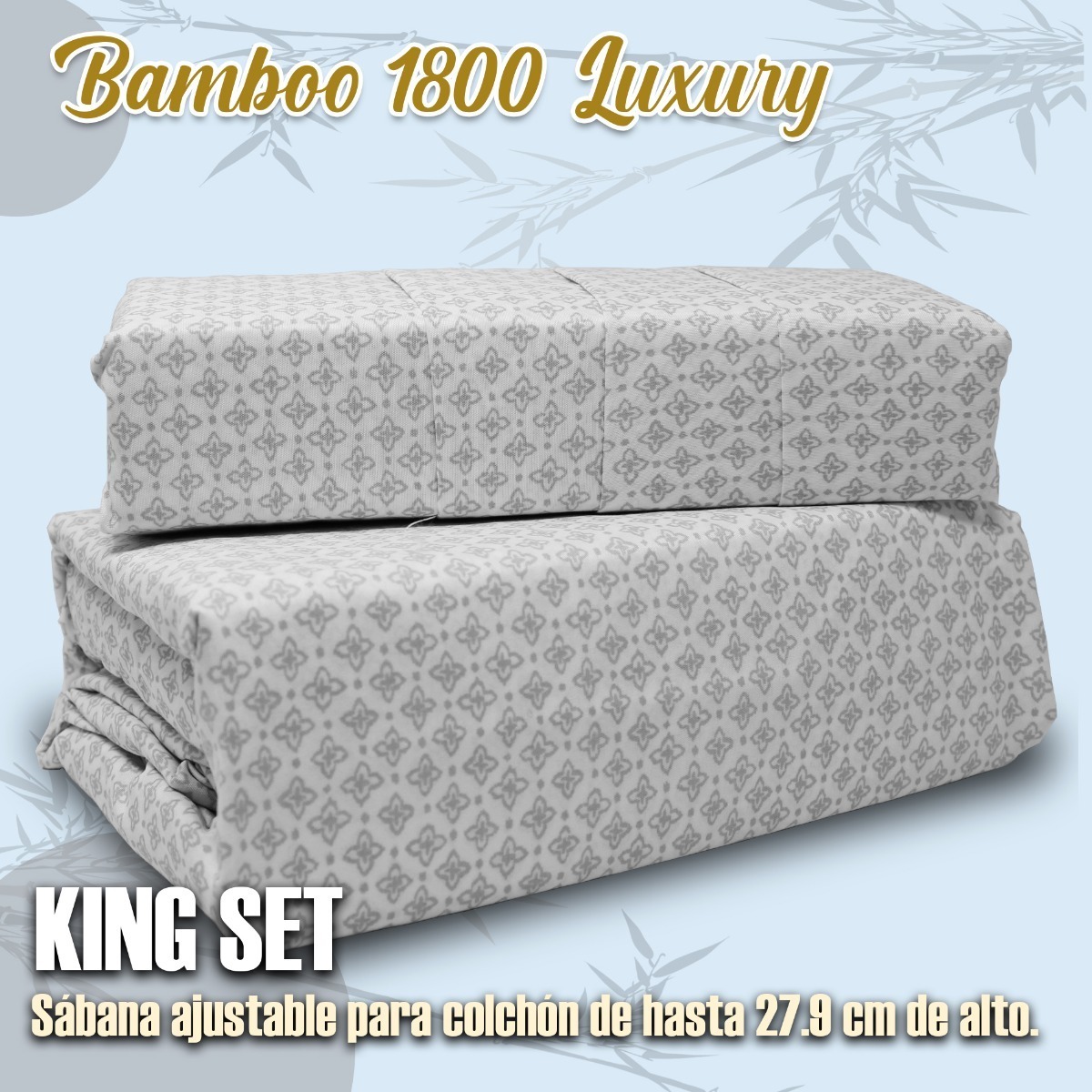 Juego Sábanas King Size 1800 6 Piezas Microfibra Bambu Suavidad