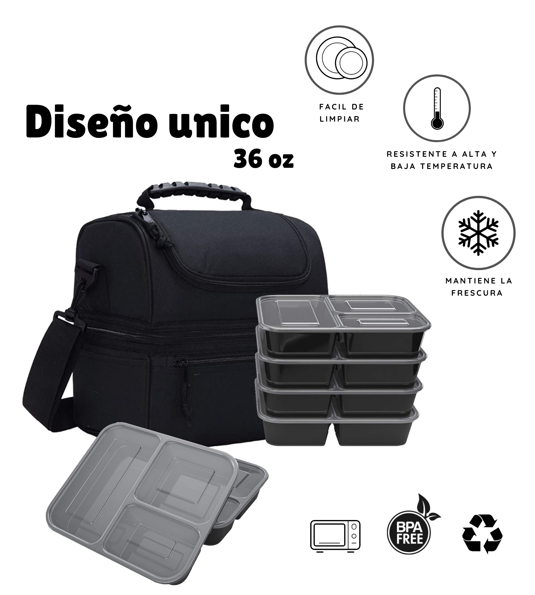 Contenedores Tuppers Meal Prep 20 Pack 36 Onzas