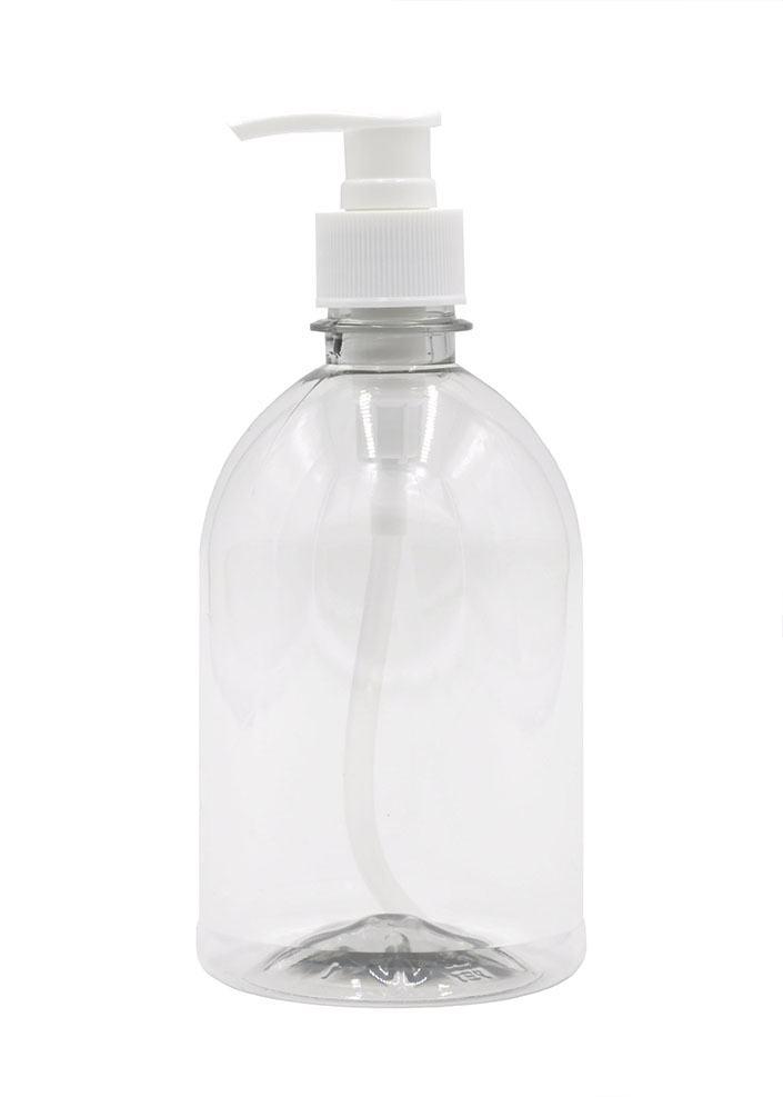 Pack con 12 botellas 500 ml trasparentes con dosificadores blancos. Envases para gel antibacterial, jabón, crema.