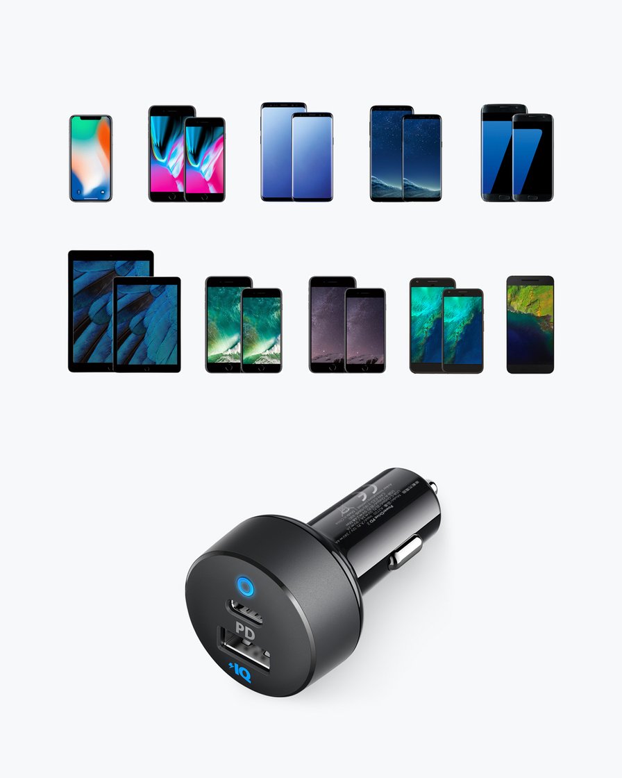 Cargador Carro Anker PowerDrive PD + Cable USB Lightning Anker