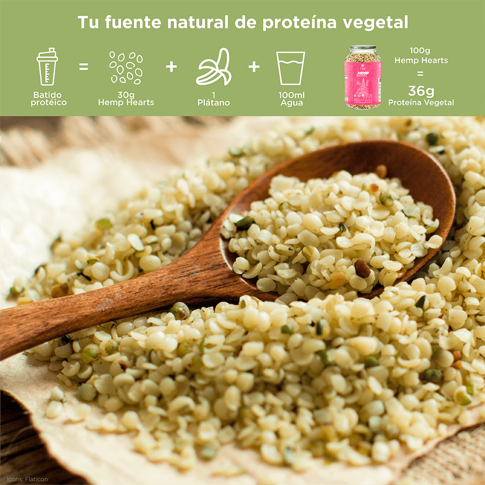 Hemp Hearts Orgánicos 1000 gramos TAU Superfoods en Frasco, Libre de Gluten, sin GMOs, Vegano, Keto