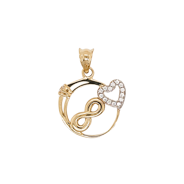 Dije de Infinito con Corazón en Oro Amarillo de 14 K + Obsequio