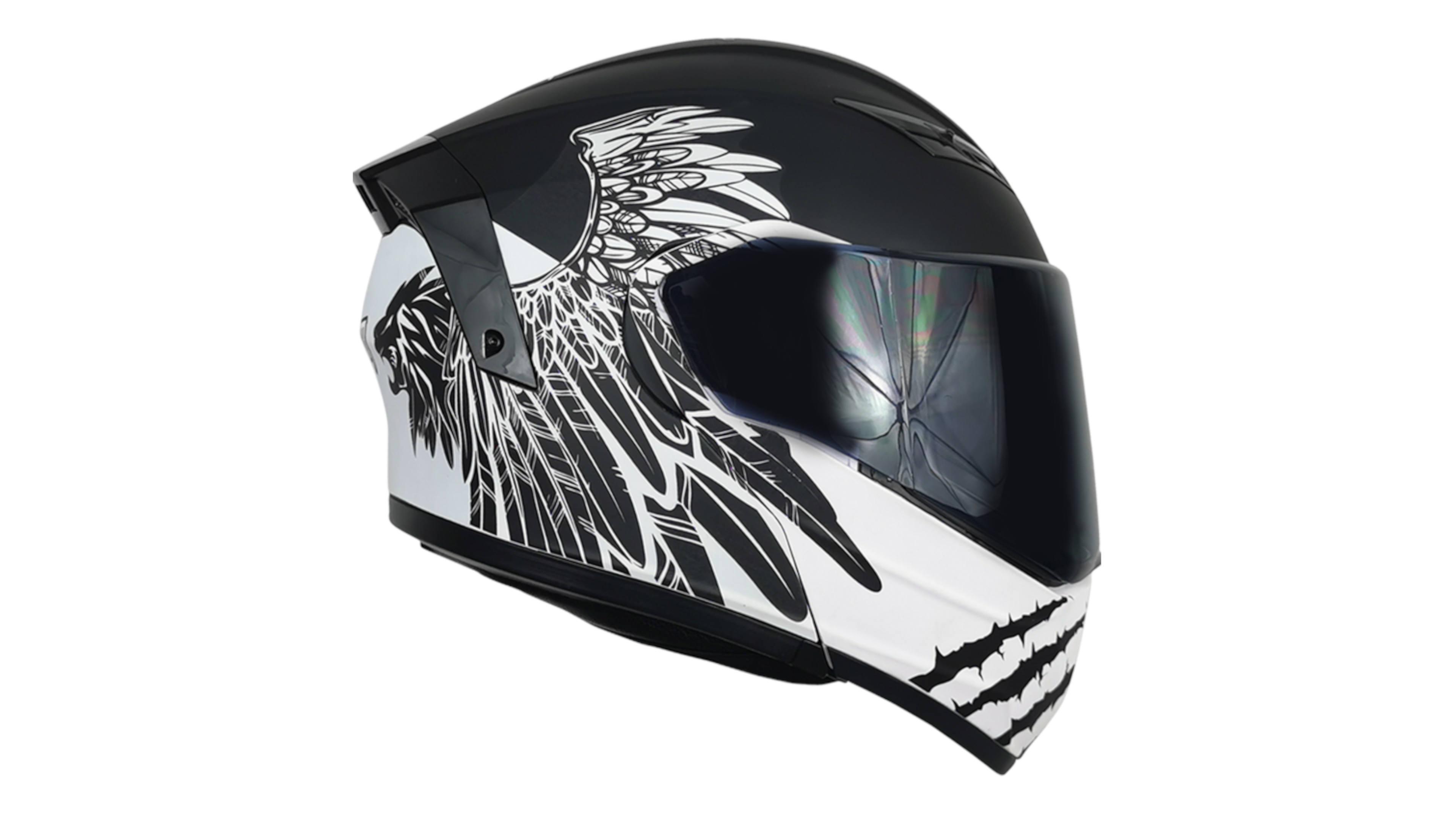 Casco KOV Freedom Estelar Negro/Blanco ABATIBLE con LUZ LED