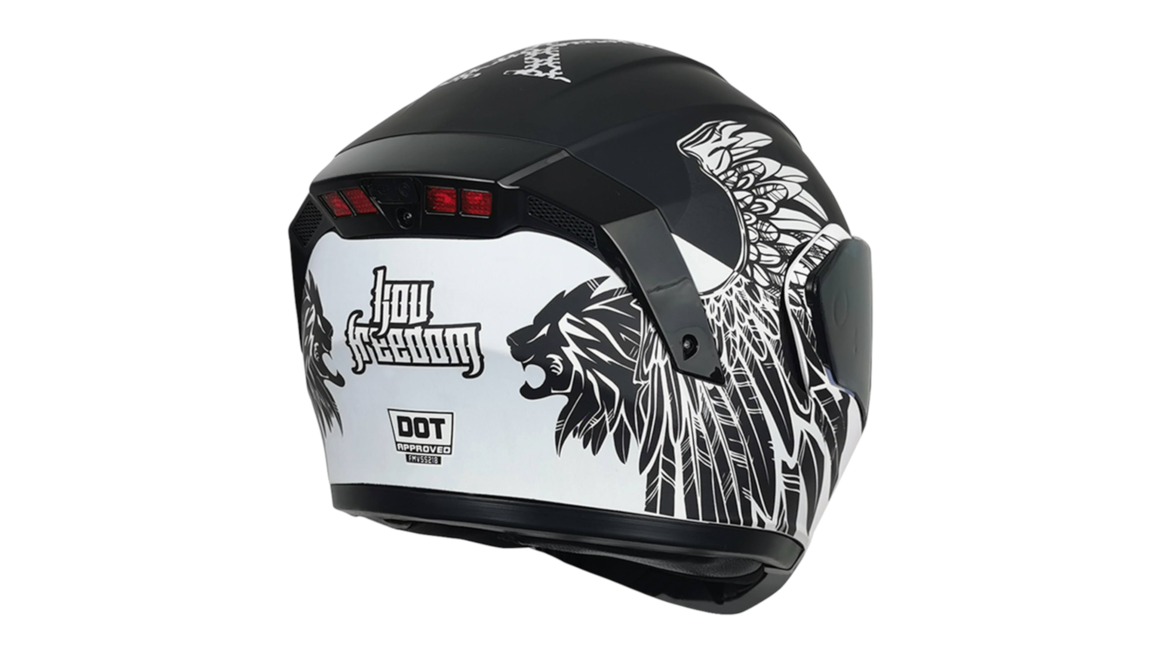 Casco KOV Freedom Estelar Negro/Blanco ABATIBLE con LUZ LED