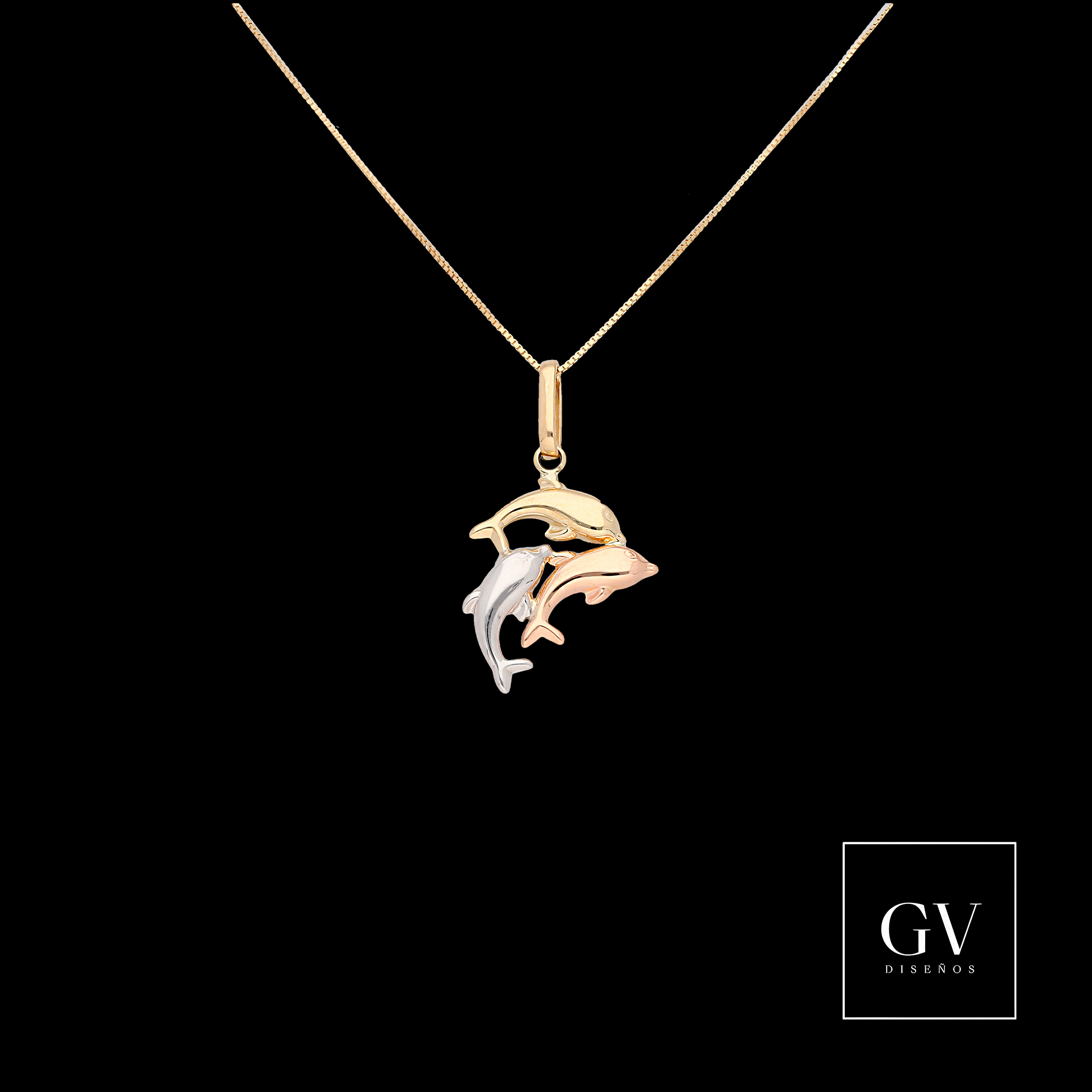 Collar de Delfines Oro Florentino14K para dama