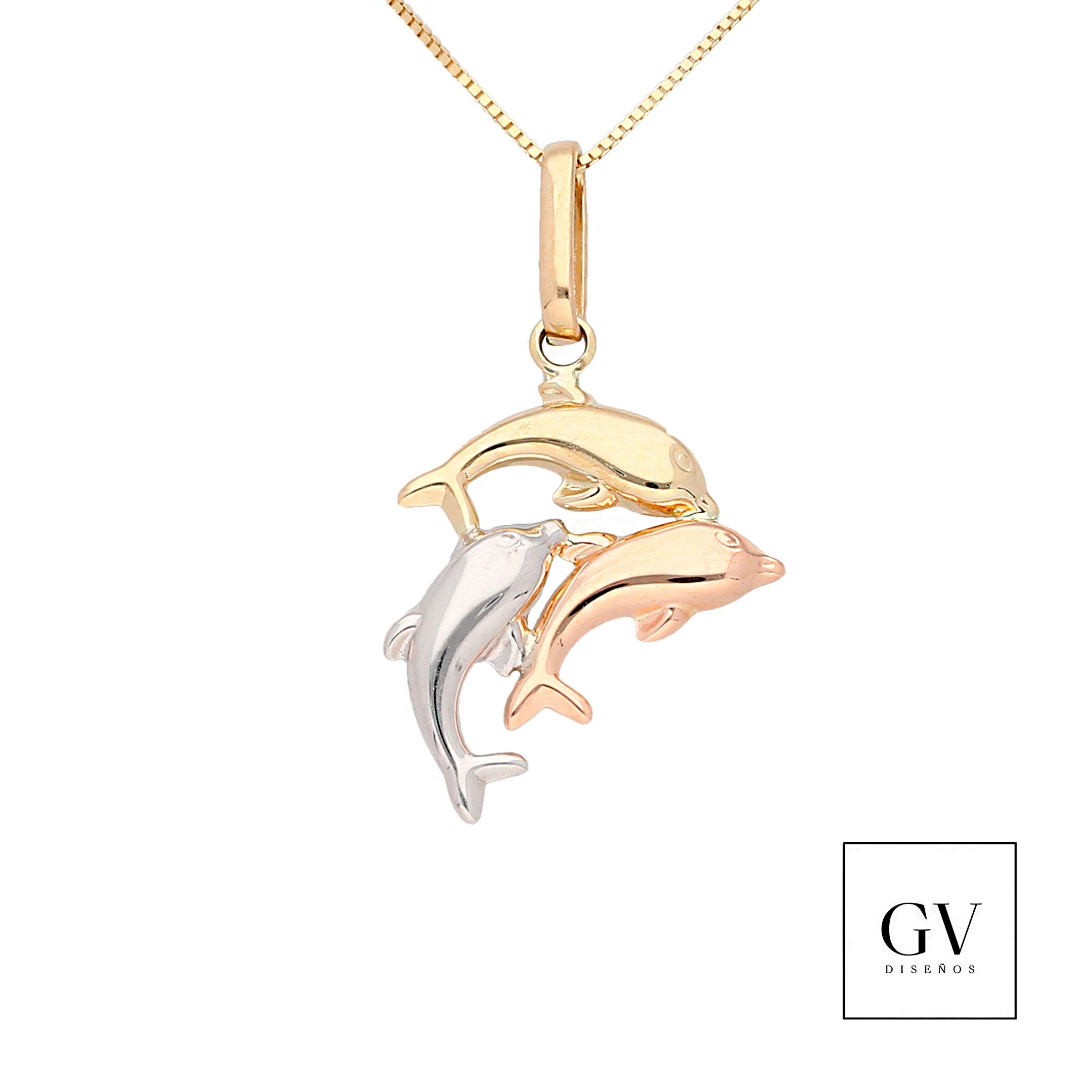 Collar de Delfines Oro Florentino14K para dama