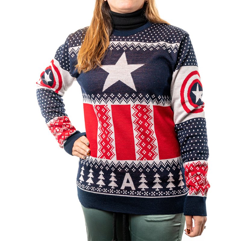 Suéter Navideño Unisex  Ugly Sweater Capitán América