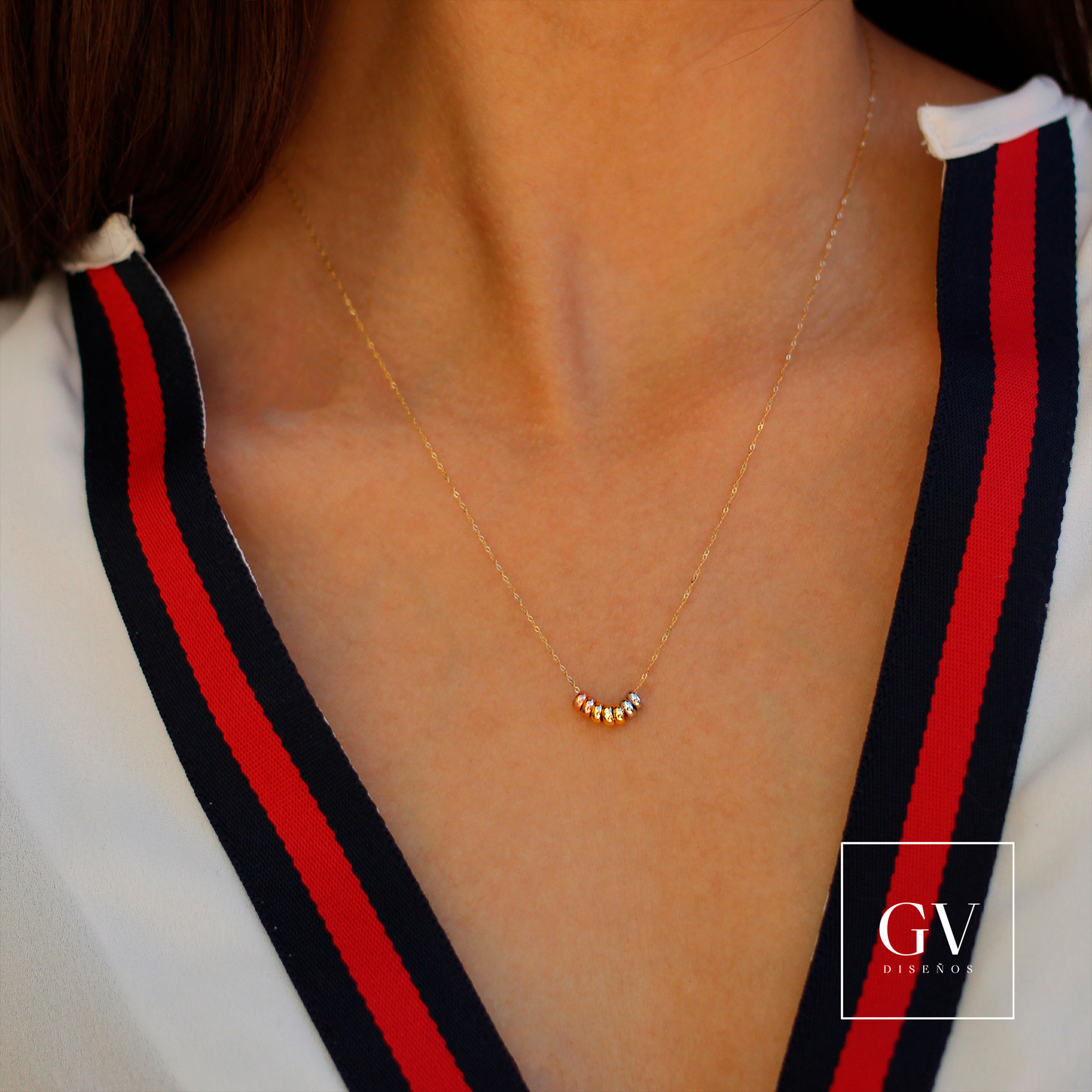 Gargantilla Aros Semanario Oro Florentino de 14 Kilates para dama