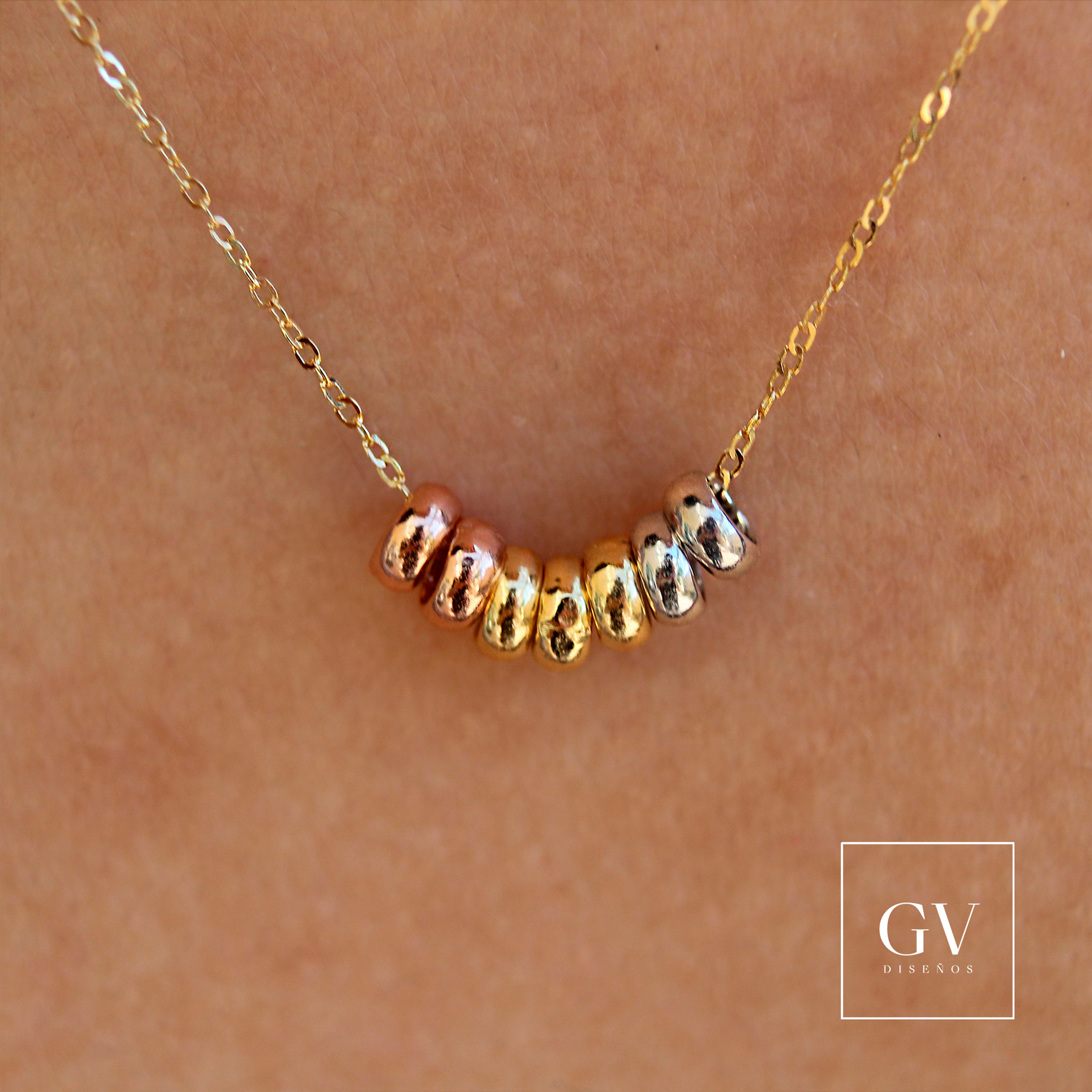 Gargantilla Aros Semanario Oro Florentino de 14 Kilates para dama