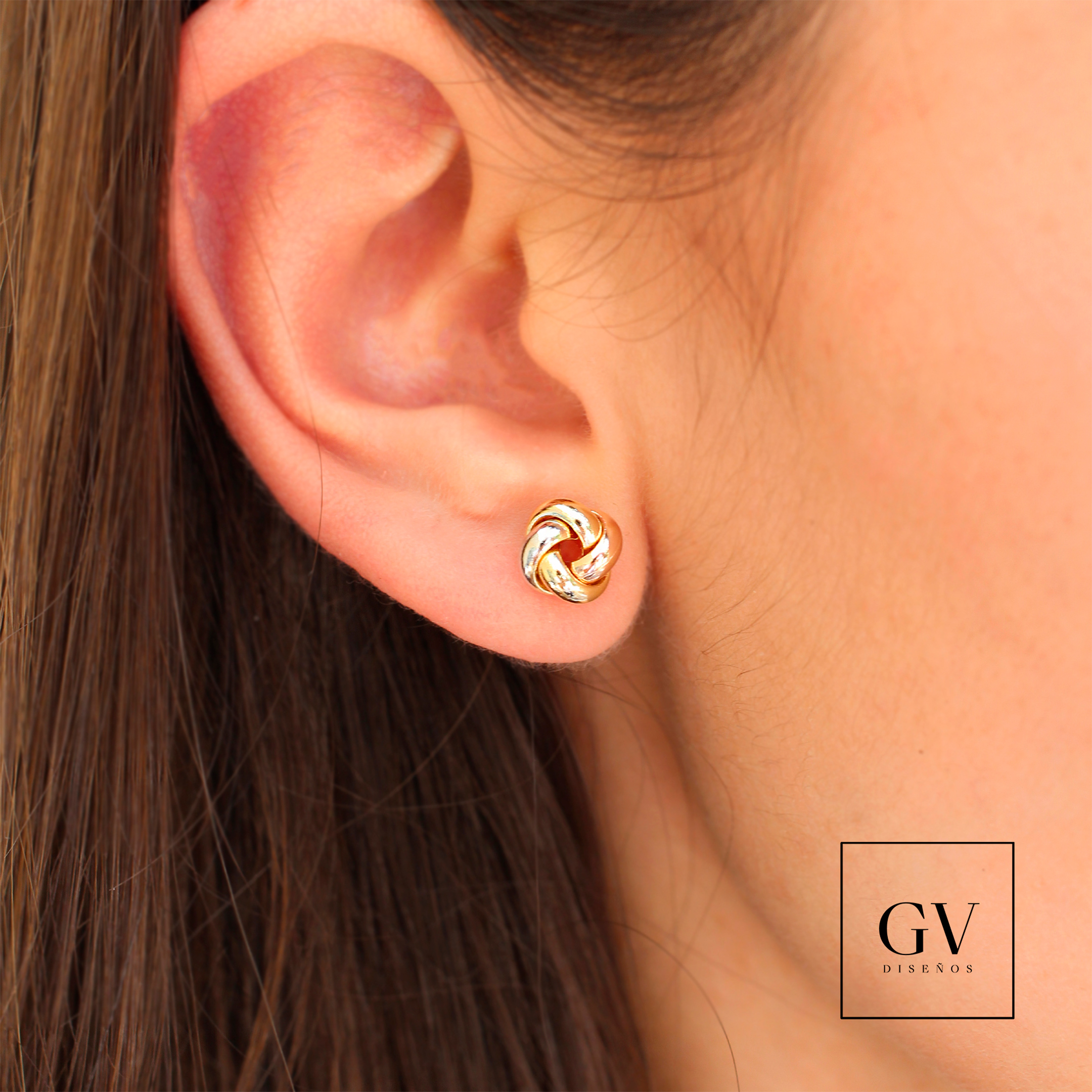 Aretes Nudo De Oro Florentino De 14 Kilates