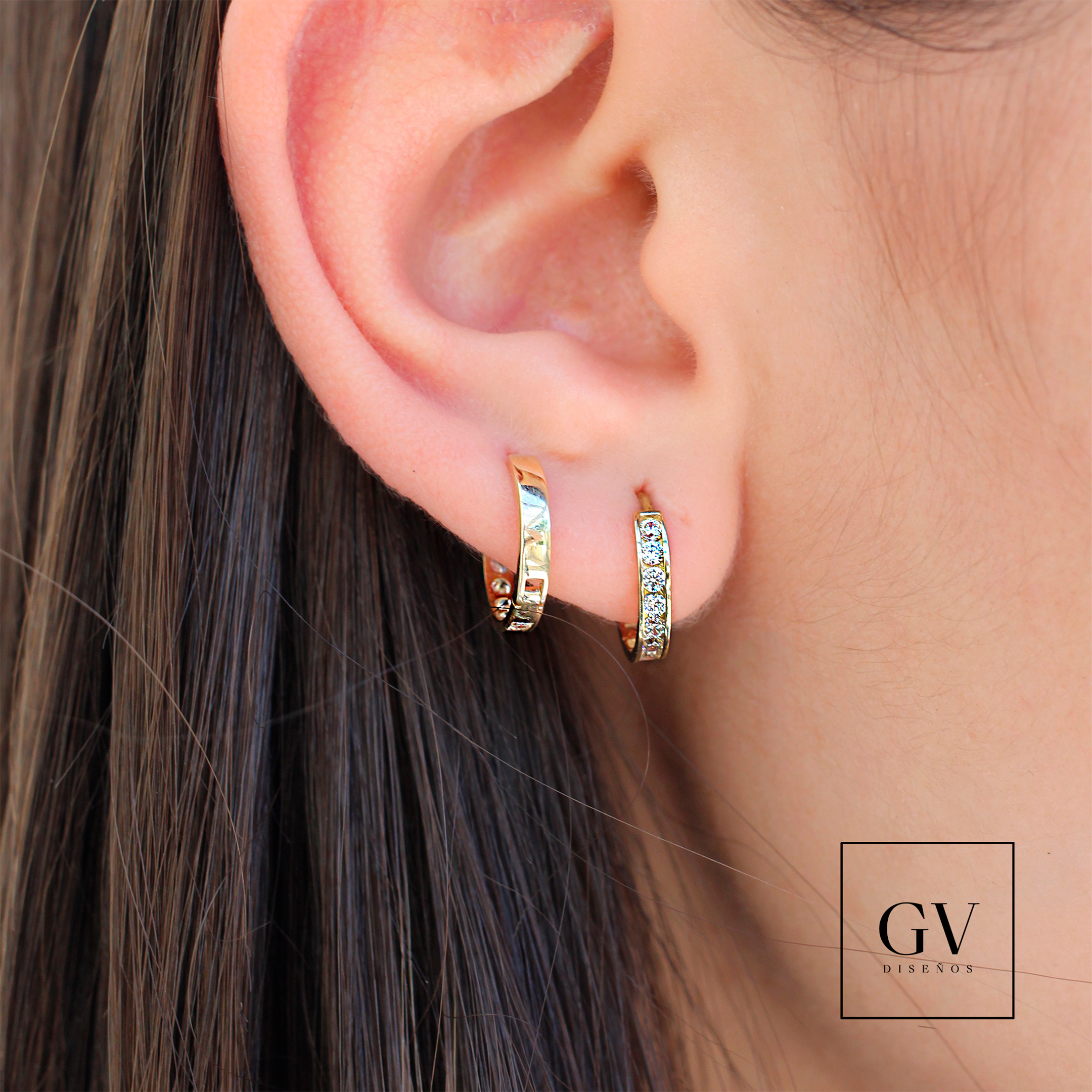 Aretes Doble Vista Oro 14 Kilates