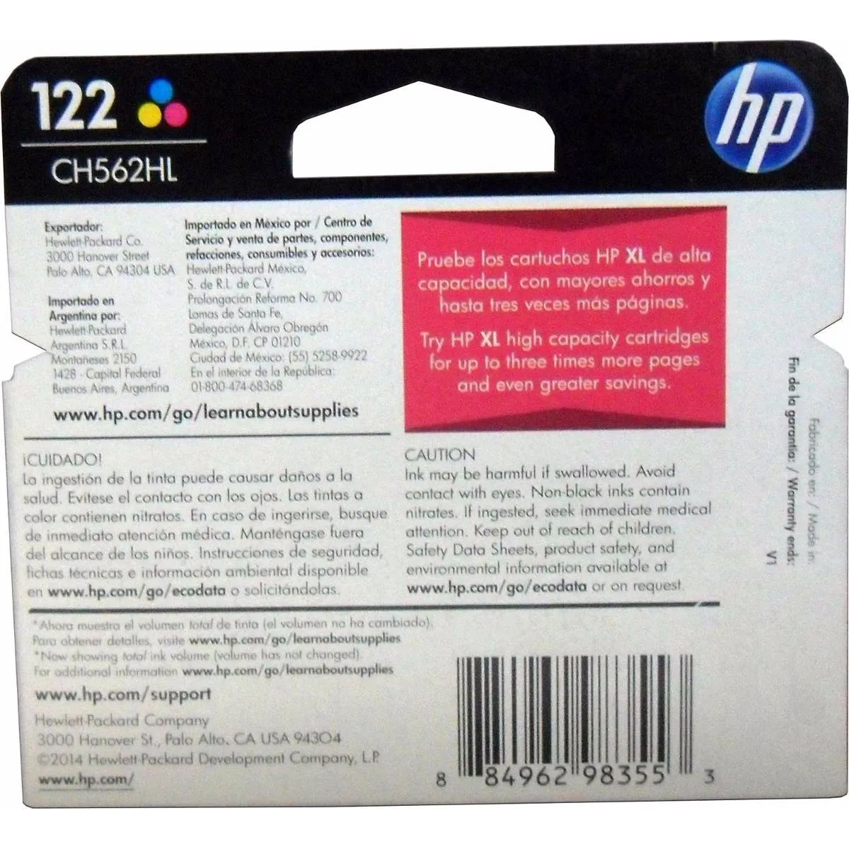 Combo 2 Cartucho Tinta Hp 122 1 Negro Ch561hl 1color Ch562hl