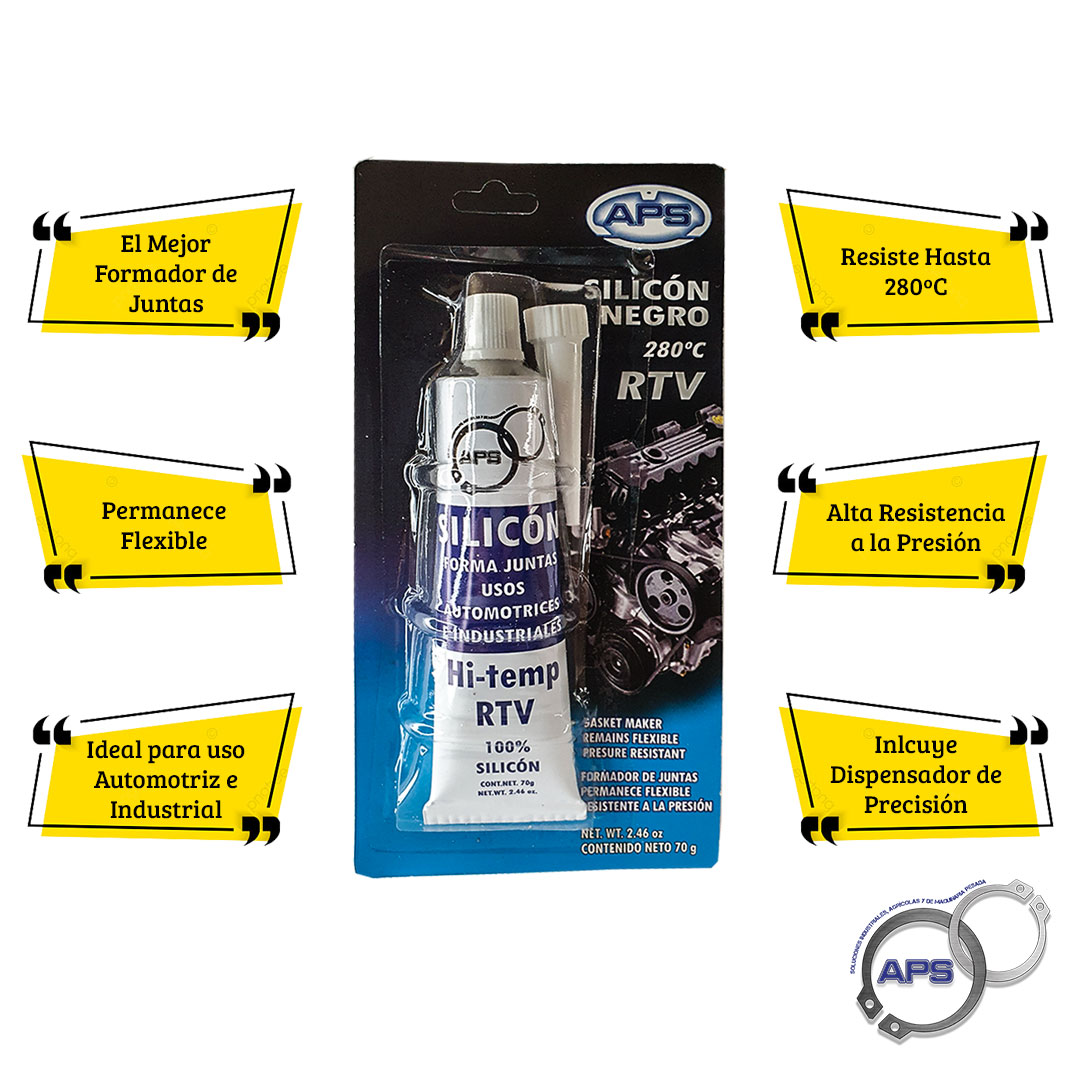 Silicón Negro APS Sellador RTV Alta Calidad Forma Juntas70g
