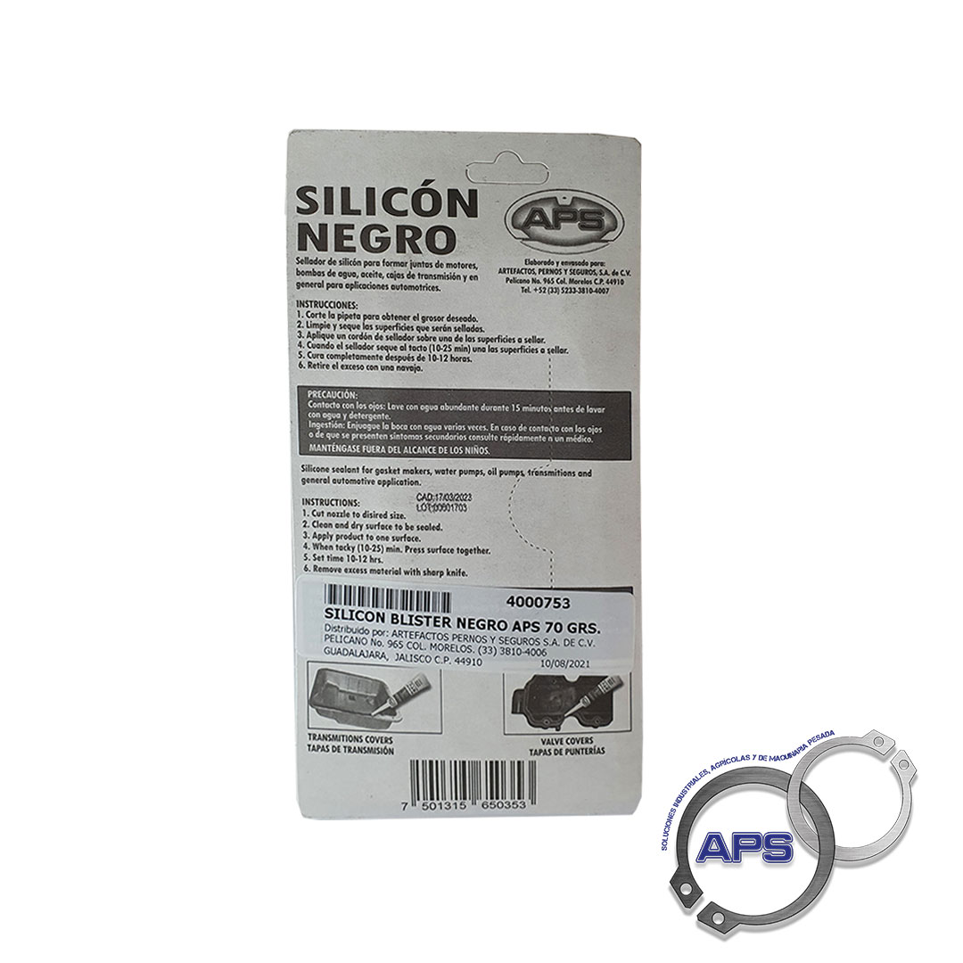 Silicón Negro APS Sellador RTV Alta Calidad Forma Juntas70g