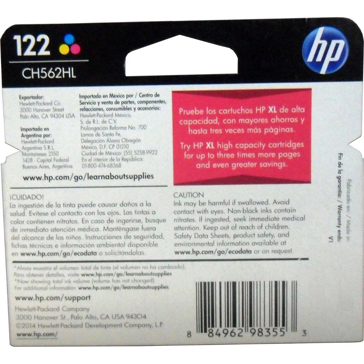 Combo 2 Cartucho Tinta Hp 122 Color Ch562hl Originales 1000