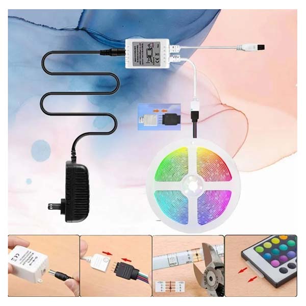 Kit Tira Luz Led 2835 Rgb De 5m Con Control Eliminador T2410 ML.