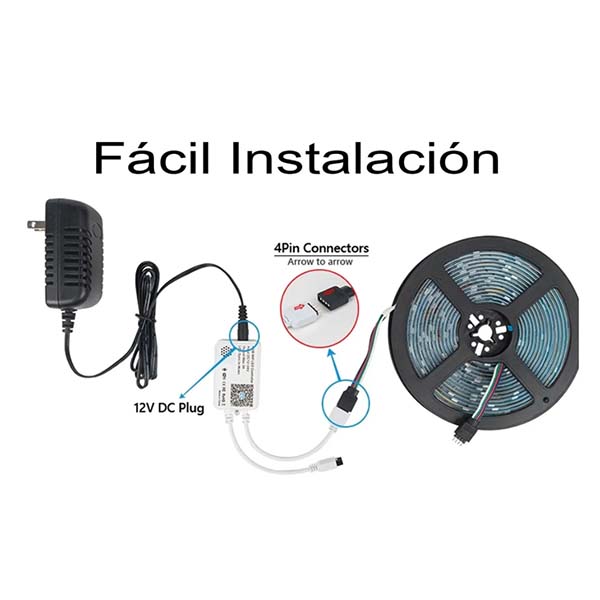 Kit Tira Luz Led 2835 Rgb De 5m Con Control Eliminador T2410 ML.