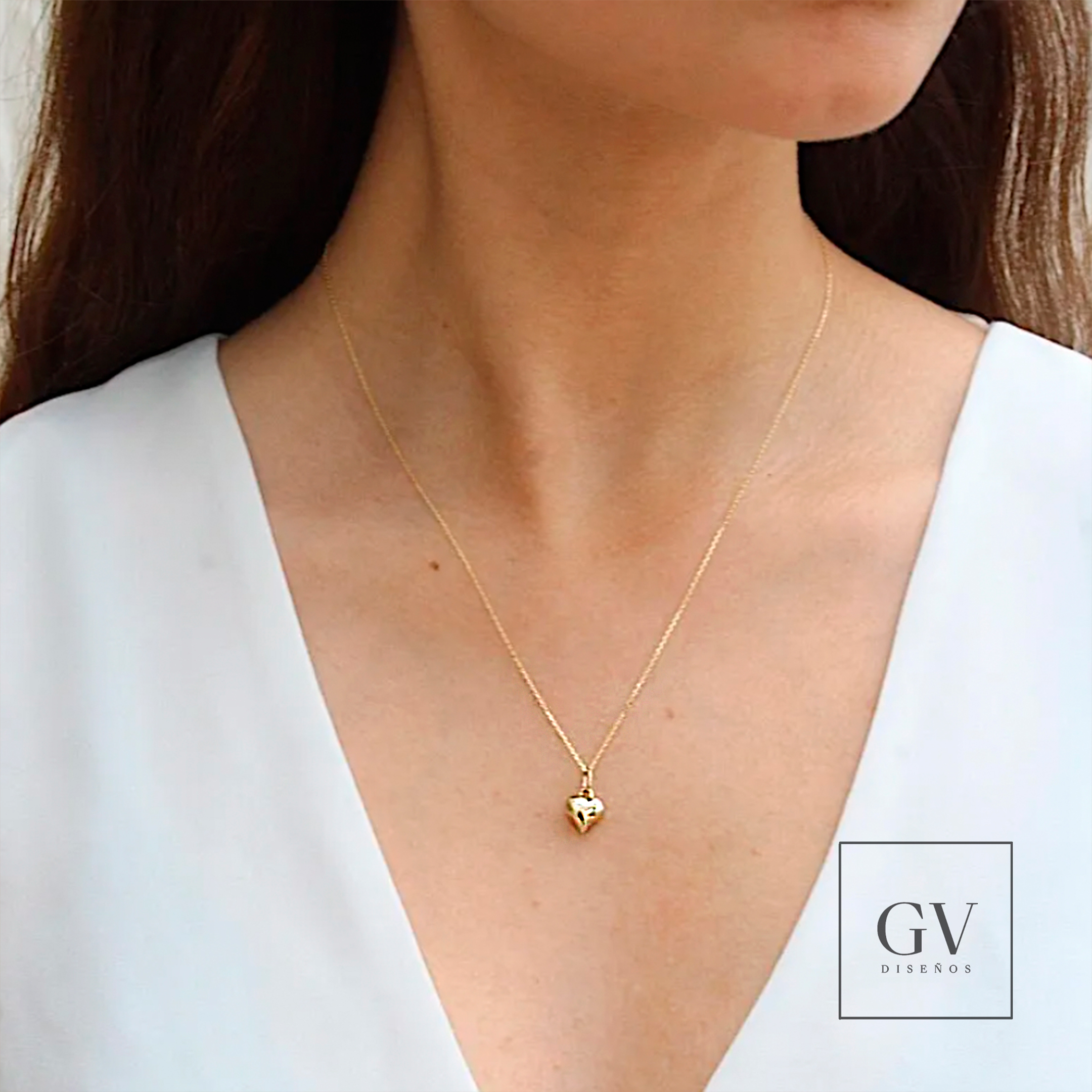 Collar de Corazon De Oro Amarillo de 14 Kilates Para Dama