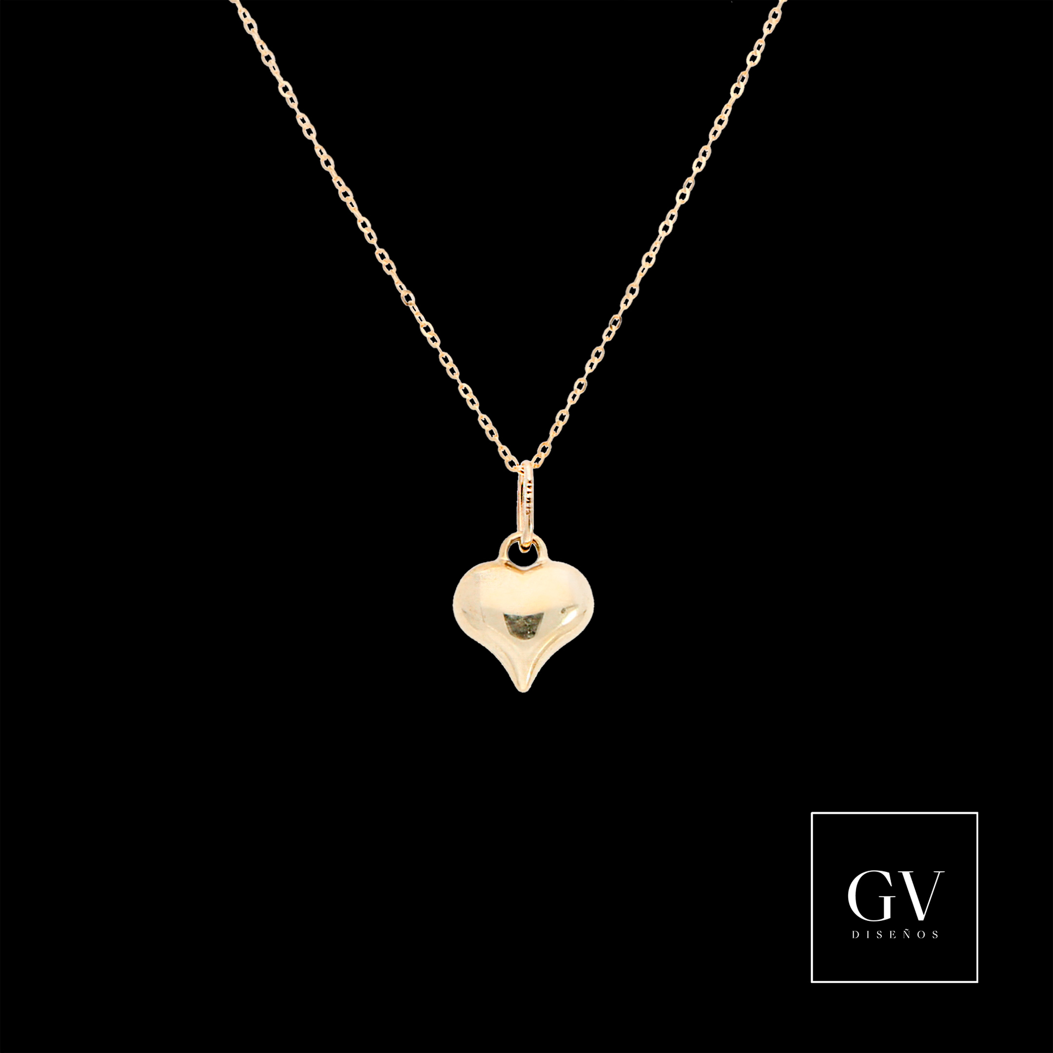 Collar de Corazon De Oro Amarillo de 14 Kilates Para Dama