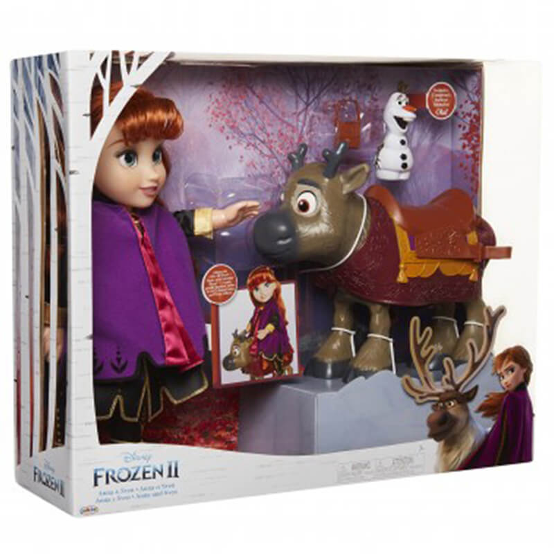 Muñeca Princesa Anna con Figuras de Olaf y el Reno Sven de Frozen II 