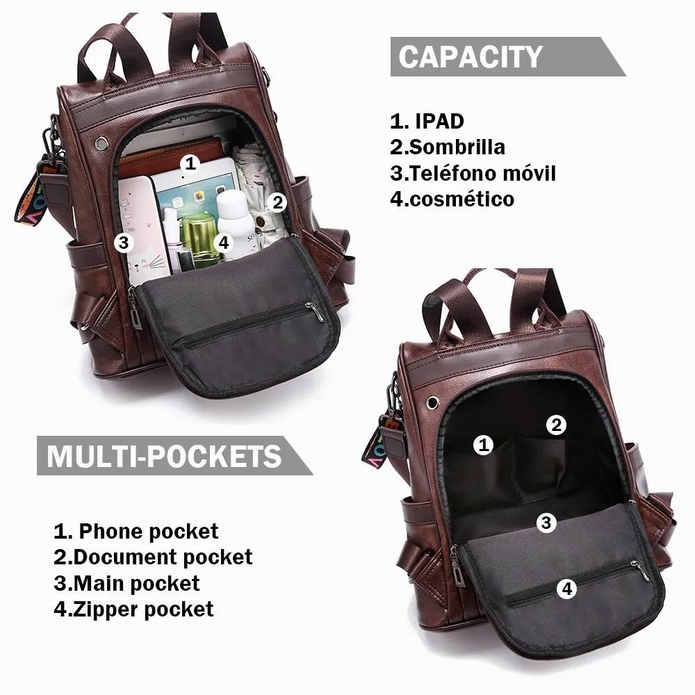 Mochila Mujer Moda Impermeable Antirrobo Bolsa Para Mujer 