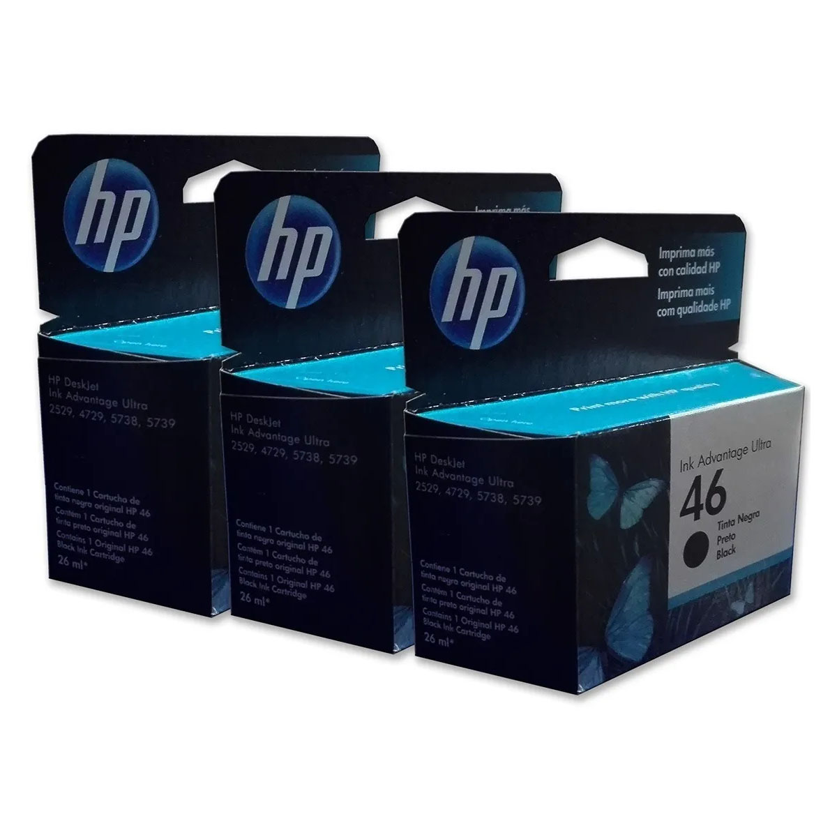 Combo 3 Cartucho Tinta Hp 46 Negro Cz637al Originales 2529